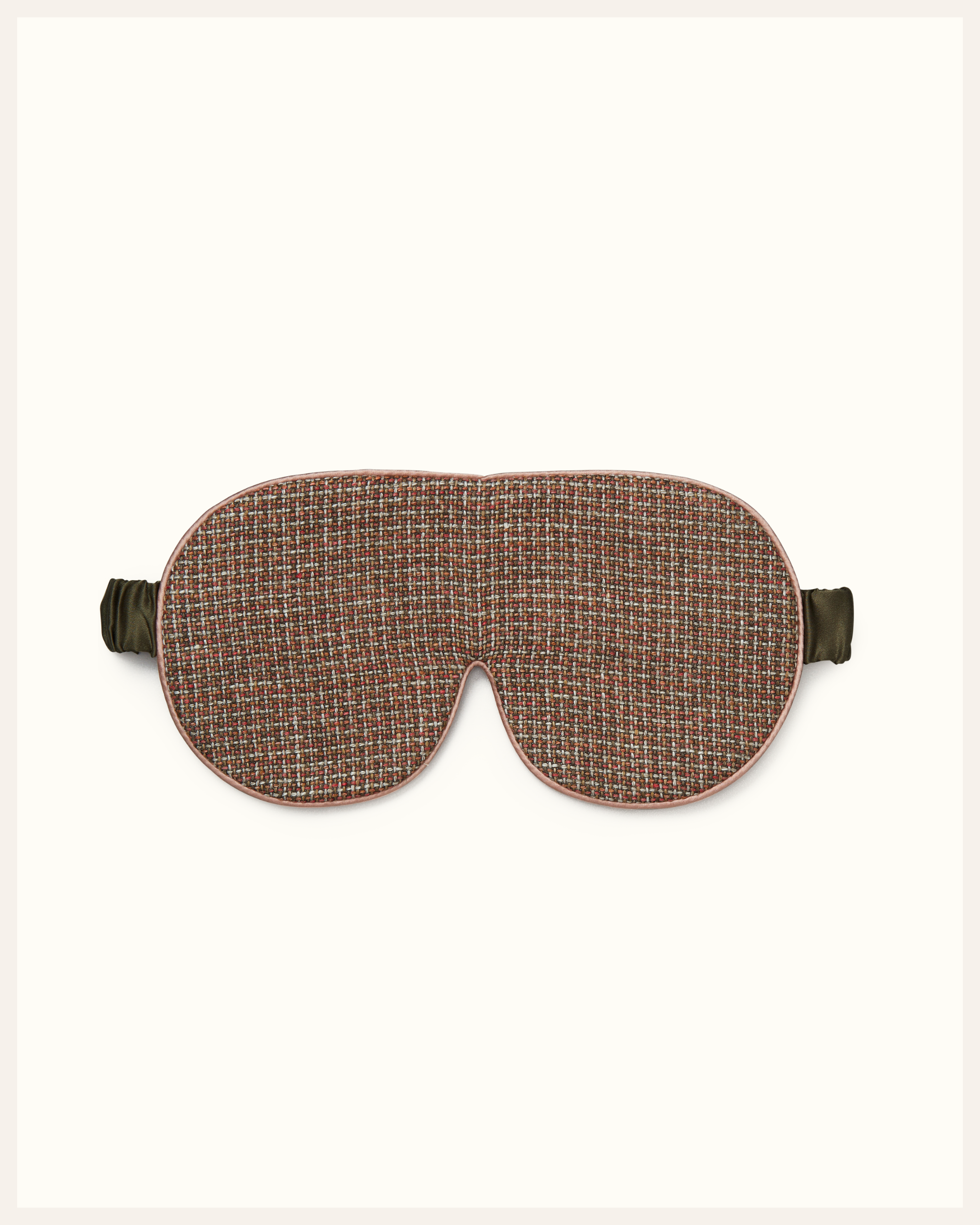 The Beauty Sleeper Stow sleep mask front detail — limited edition surplus fabric, reduces waste