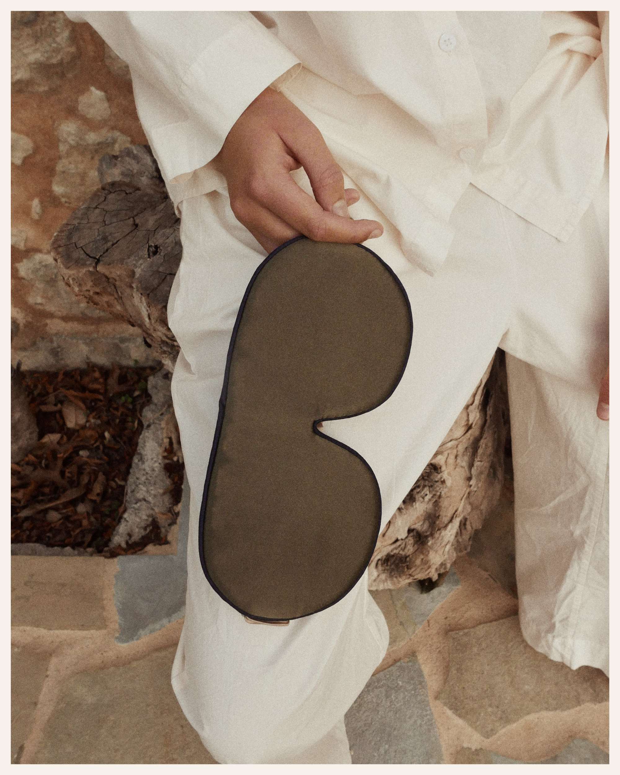 The Beauty Sleeper 100% Mulberry silk sleep mask in Forest Floor — blocks light for deep, restorative sleep