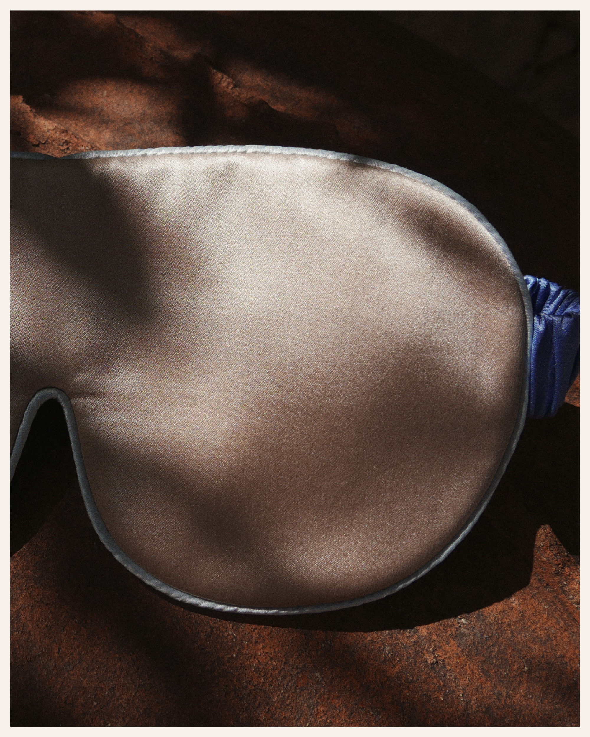 The Beauty Sleeper 100% Mulberry silk sleep mask in Sandy Beach — blocks light for deep, restorative sleep