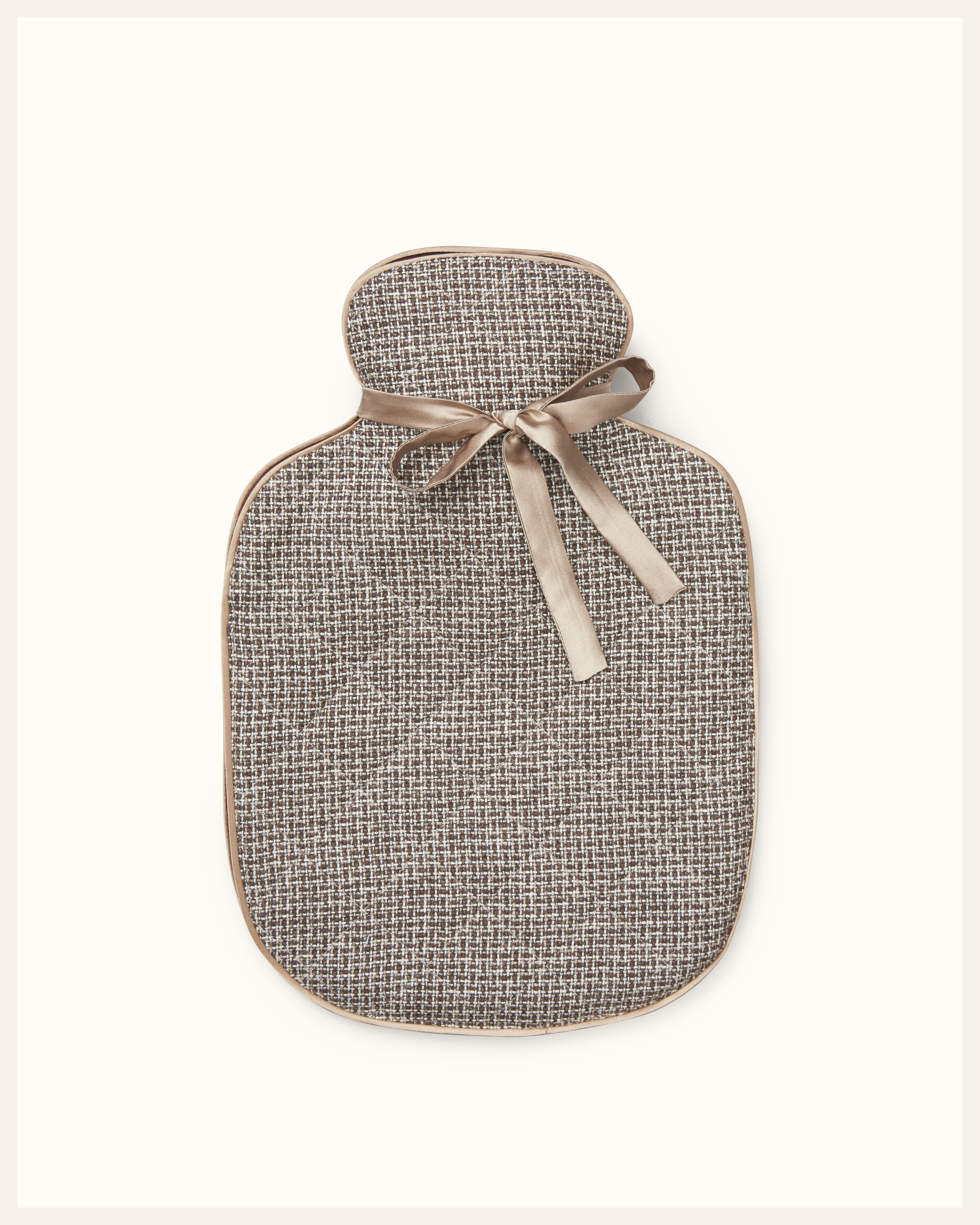 The Beauty Sleeper Cap Ferrat large hot water bottle — surplus Italian wool tweed cover, handmade with Mulberry silk lining