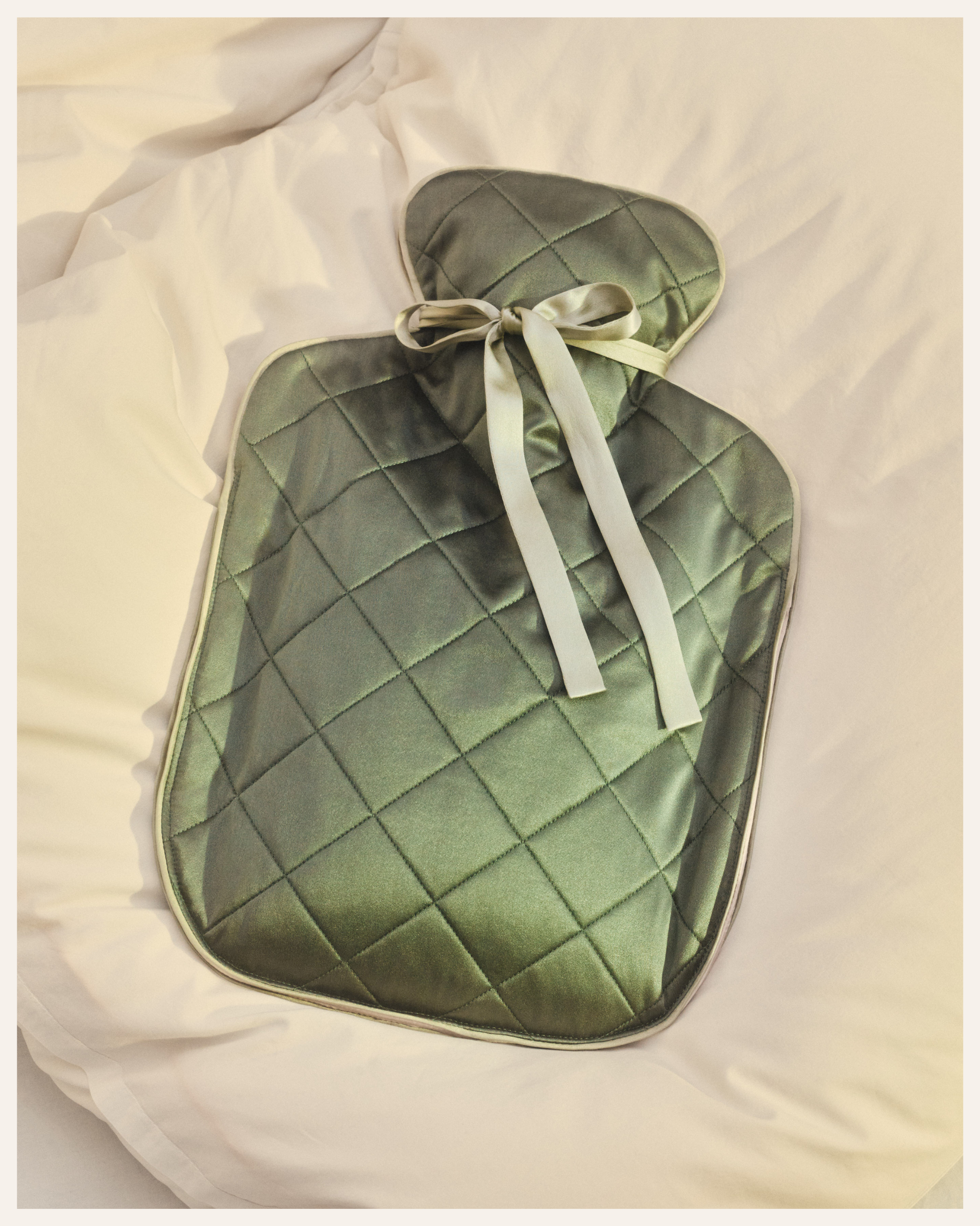 The Beauty Sleeper Meadow Bed large silk hot water bottle — handmade from 100% Mulberry silk with wool lining