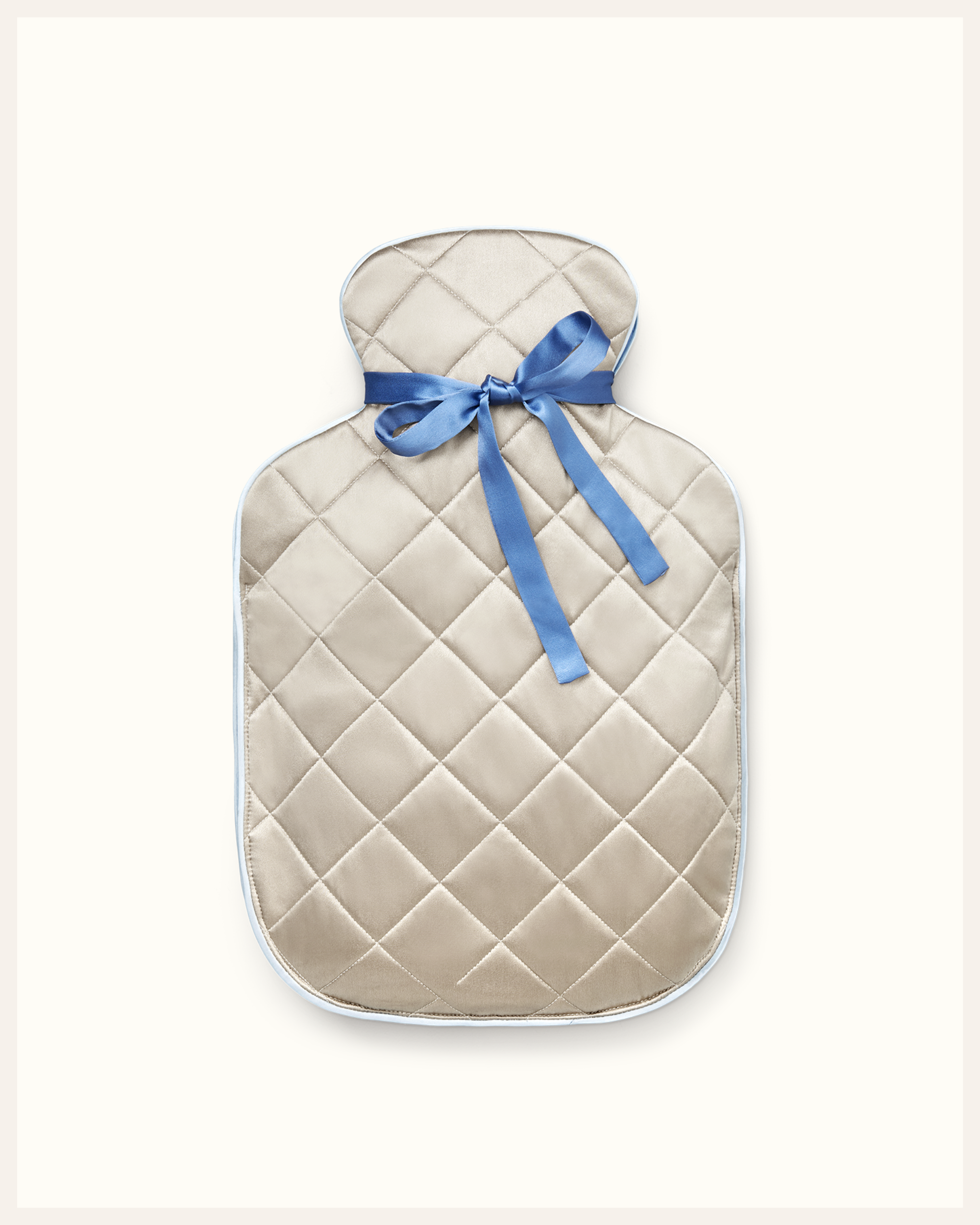 The Beauty Sleeper Sandy Beach large silk hot water bottle — handmade from 100% Mulberry silk with wool lining
