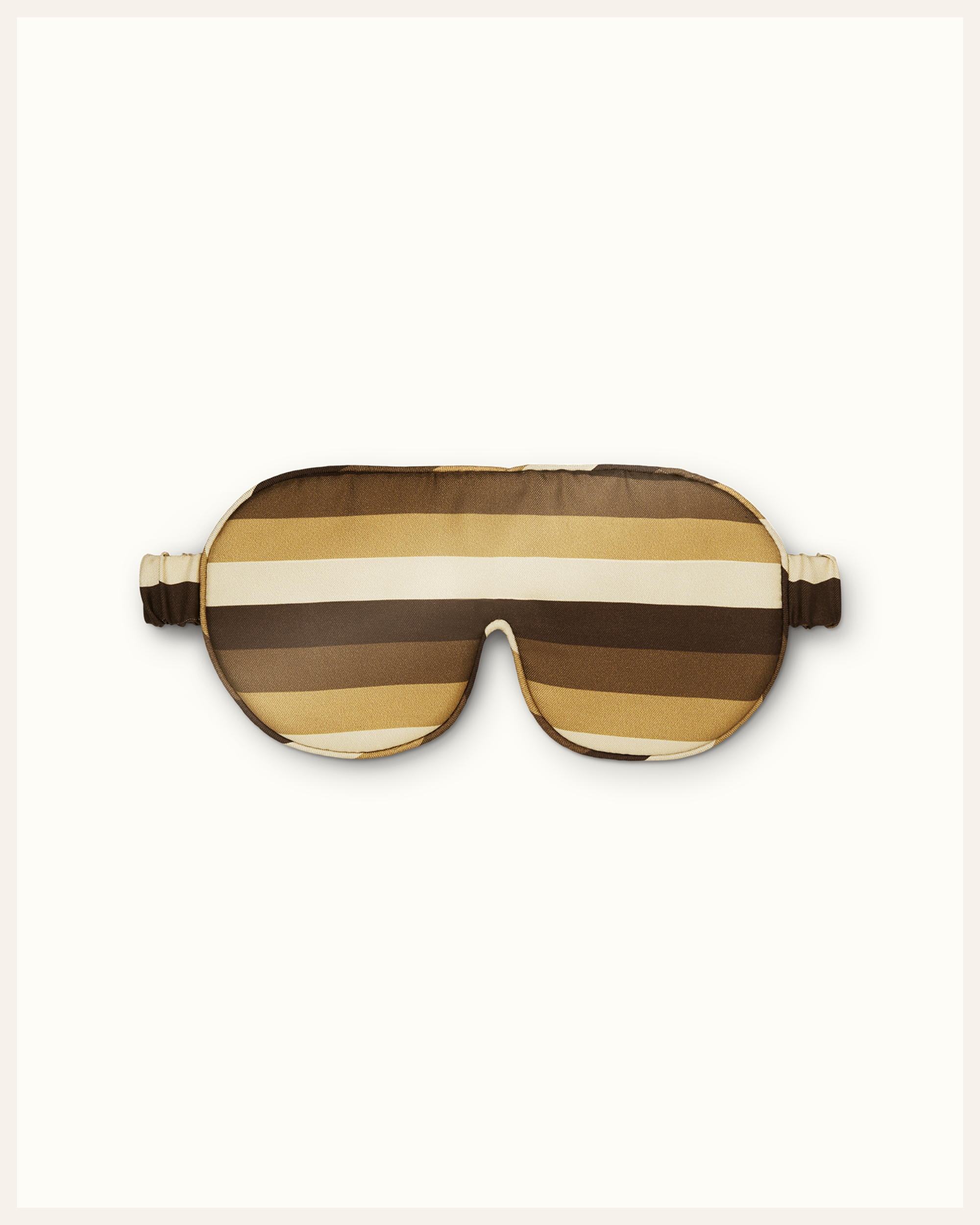 The Beauty Sleeper Lepus Camel Brown Stripes sleep mask front view — limited edition collaboration